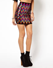 Load image into Gallery viewer, ASOS Mini Skirt in Zig Zag Sequin